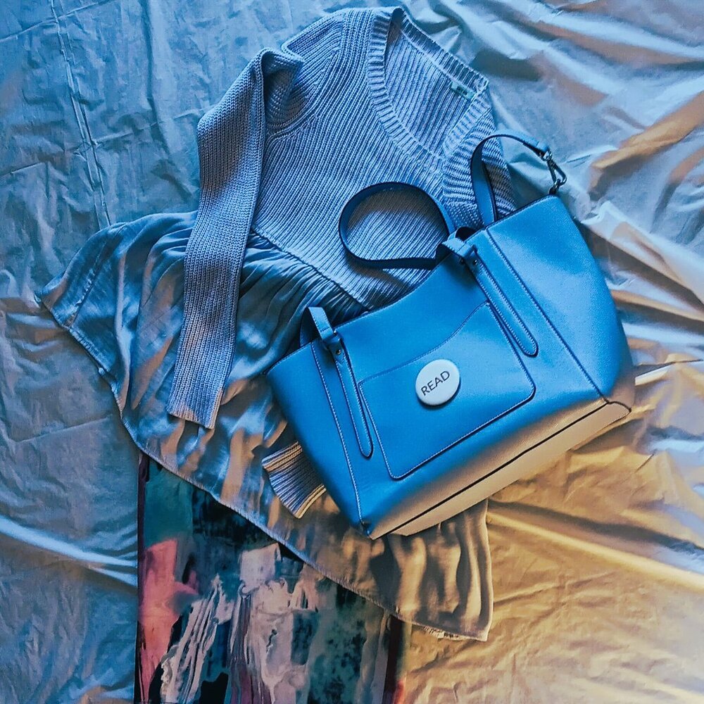 Ensemble: Massimo Skirt W/ Blue Knit Empire Top
